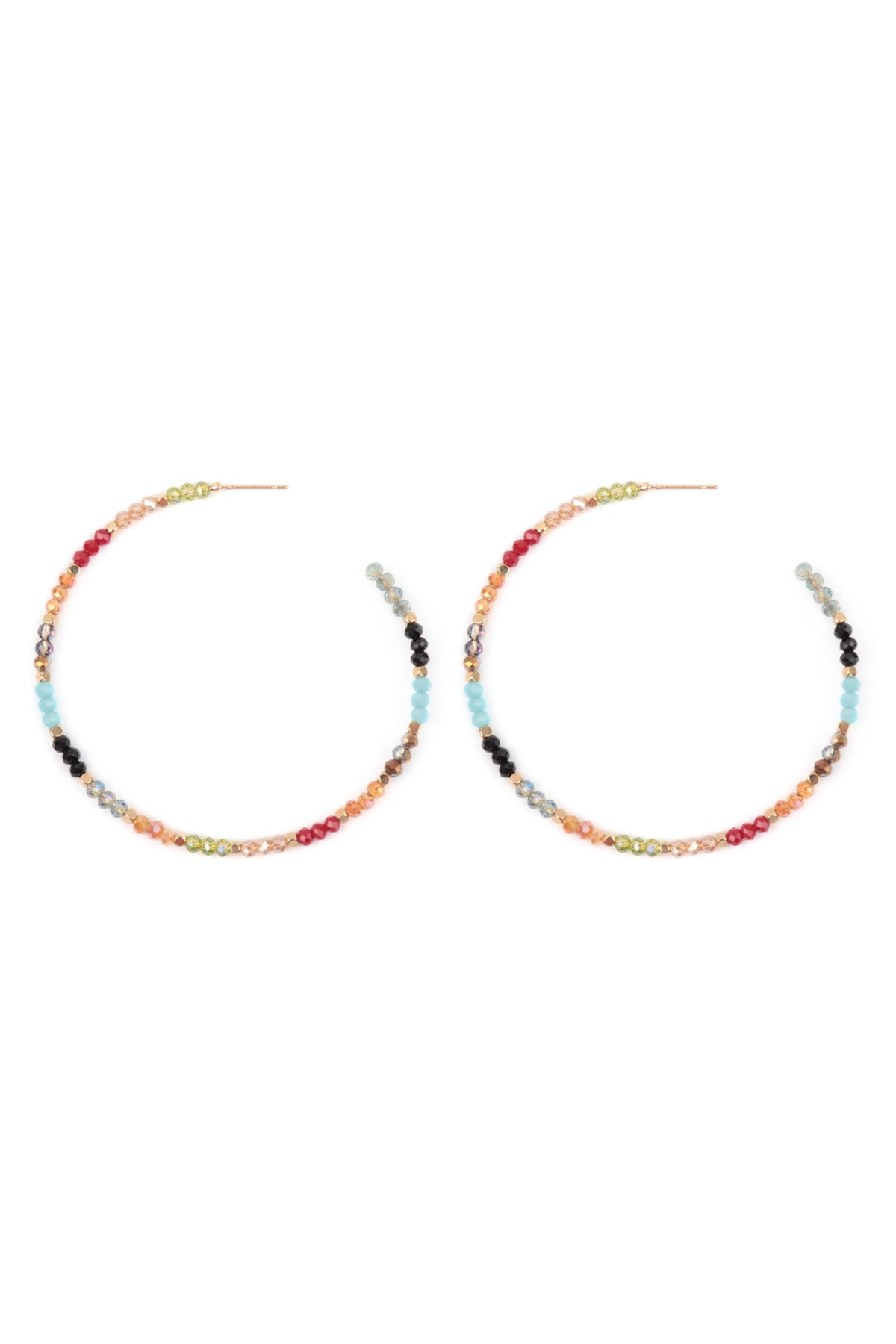 Multicolor Rondelle Beads Hoop Earrings - Set of 6