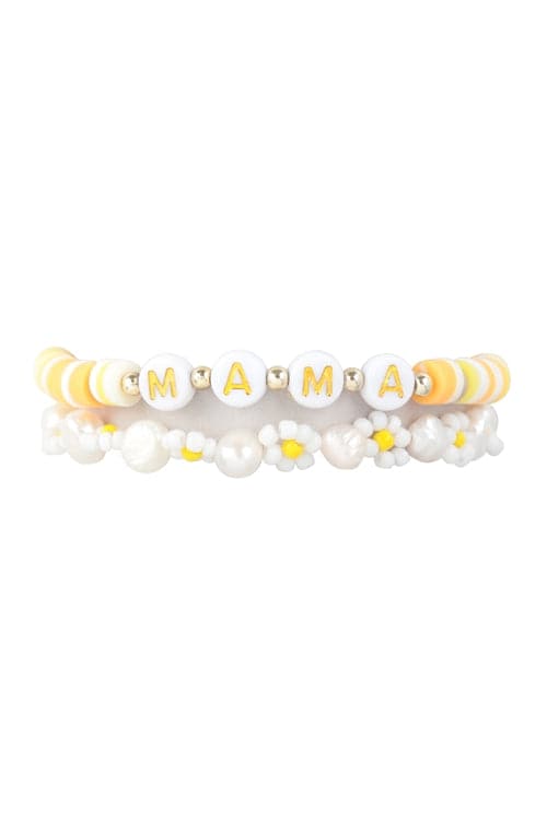 Yellow Mama FIMO Flower Bracelet Set - 6 Pieces Pack