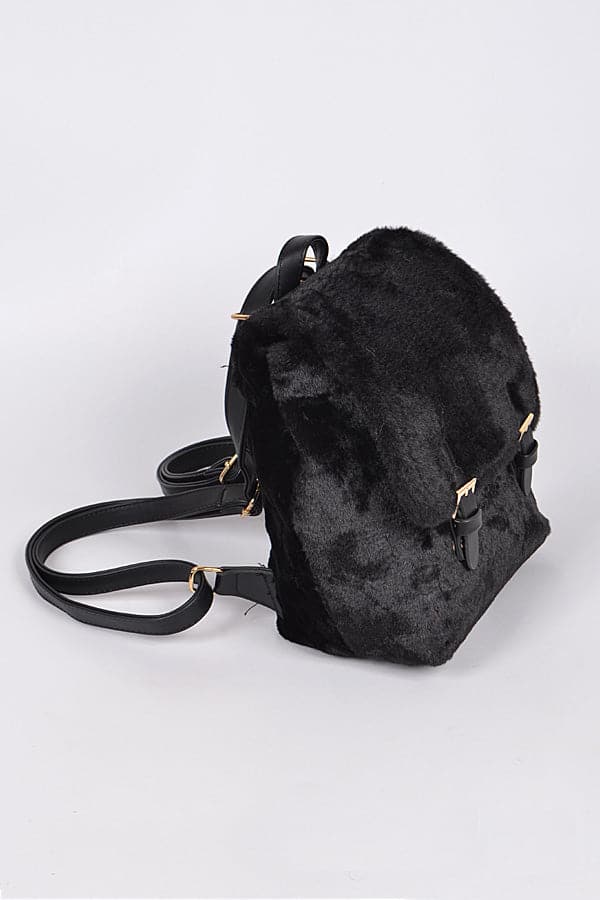 Neon Yellow Faux Furry Wonder Backpack - Set of Three Pieces