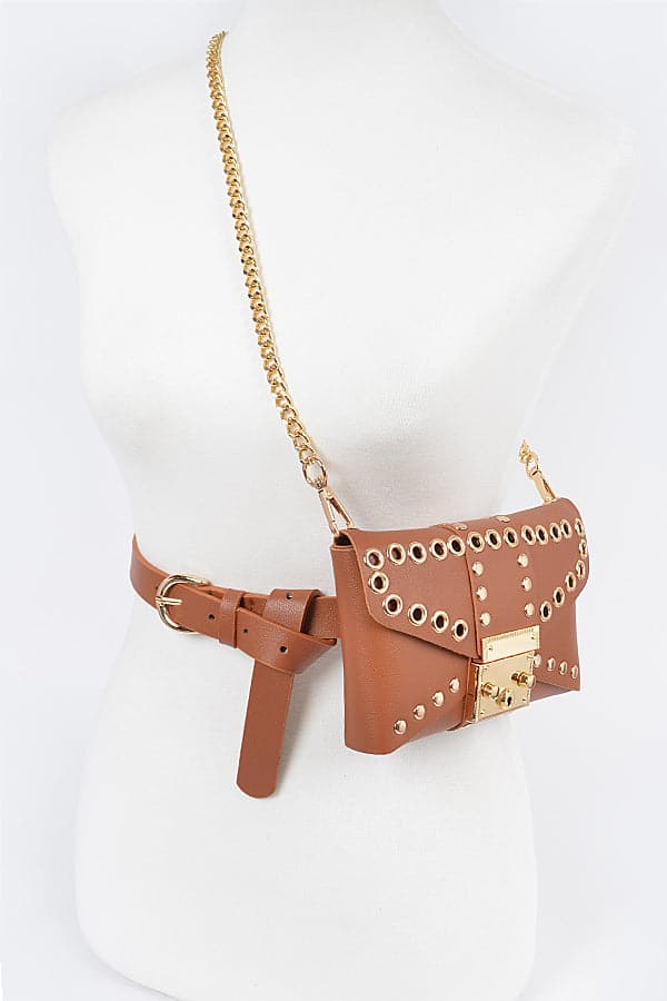 Fashionable Reverse Holed Camel Fanny Packs - Set of 3