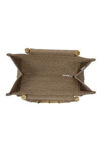 Brown Rattan - Handled Native - Inspired Jute Tote Bags - Set of 6 Pieces