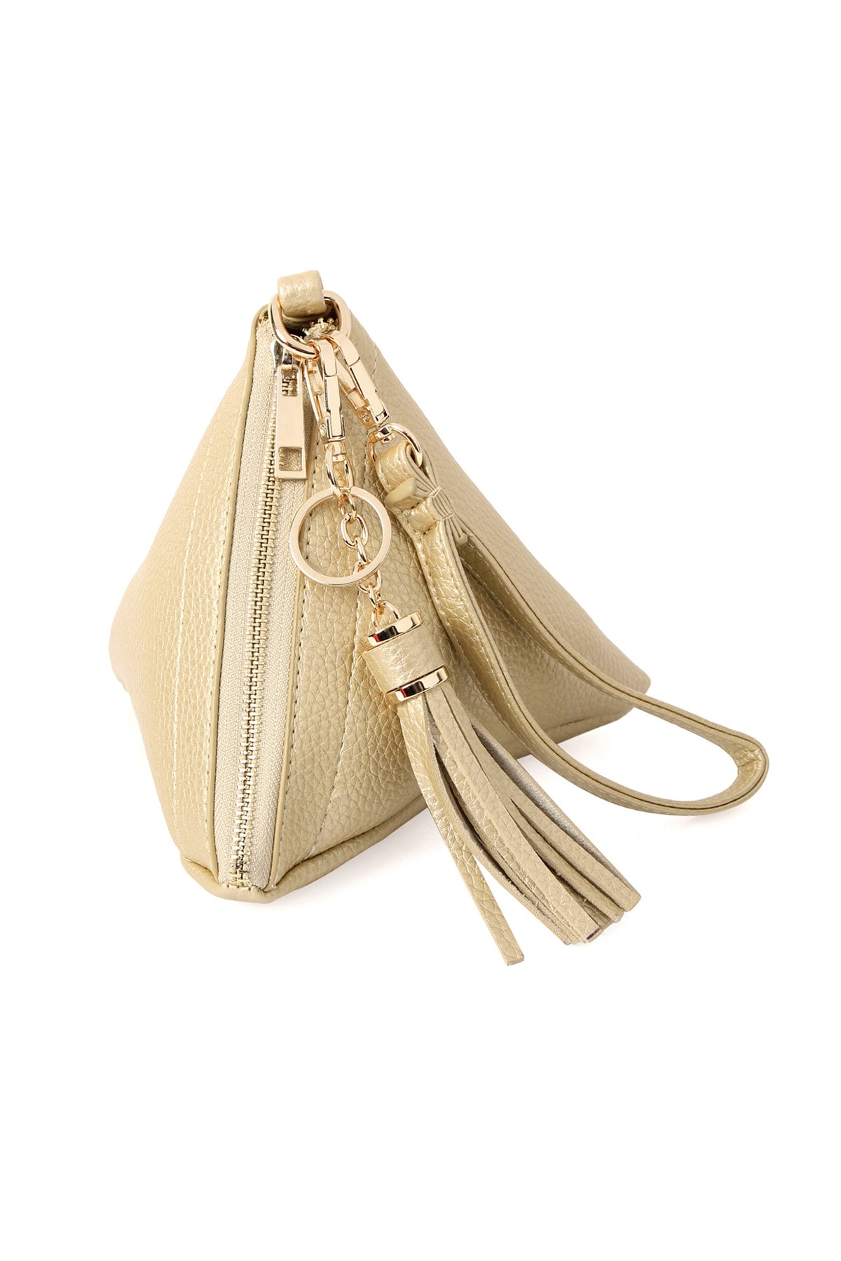 Rose Gold Pyramid-Shaped Faux Leather Wristlet Bags - Set of Six