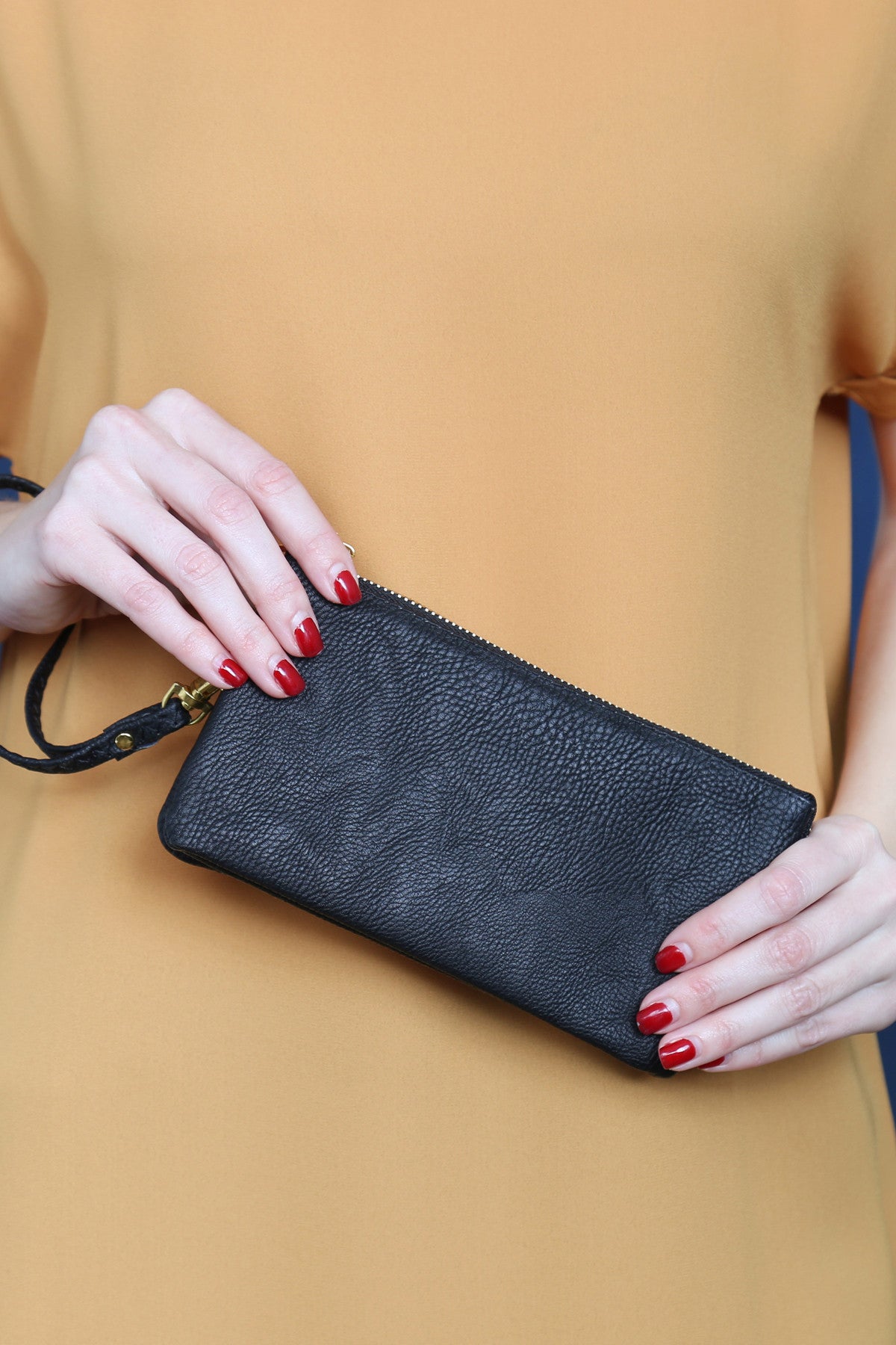 Set of 6 Black Vegan Leather Wallets with Detachable Wristlets