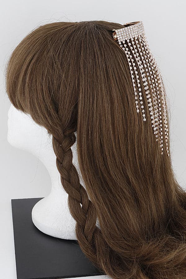 Pack of 6 Gold Clear Rhinestone Drop Hair Clips - Style 32027