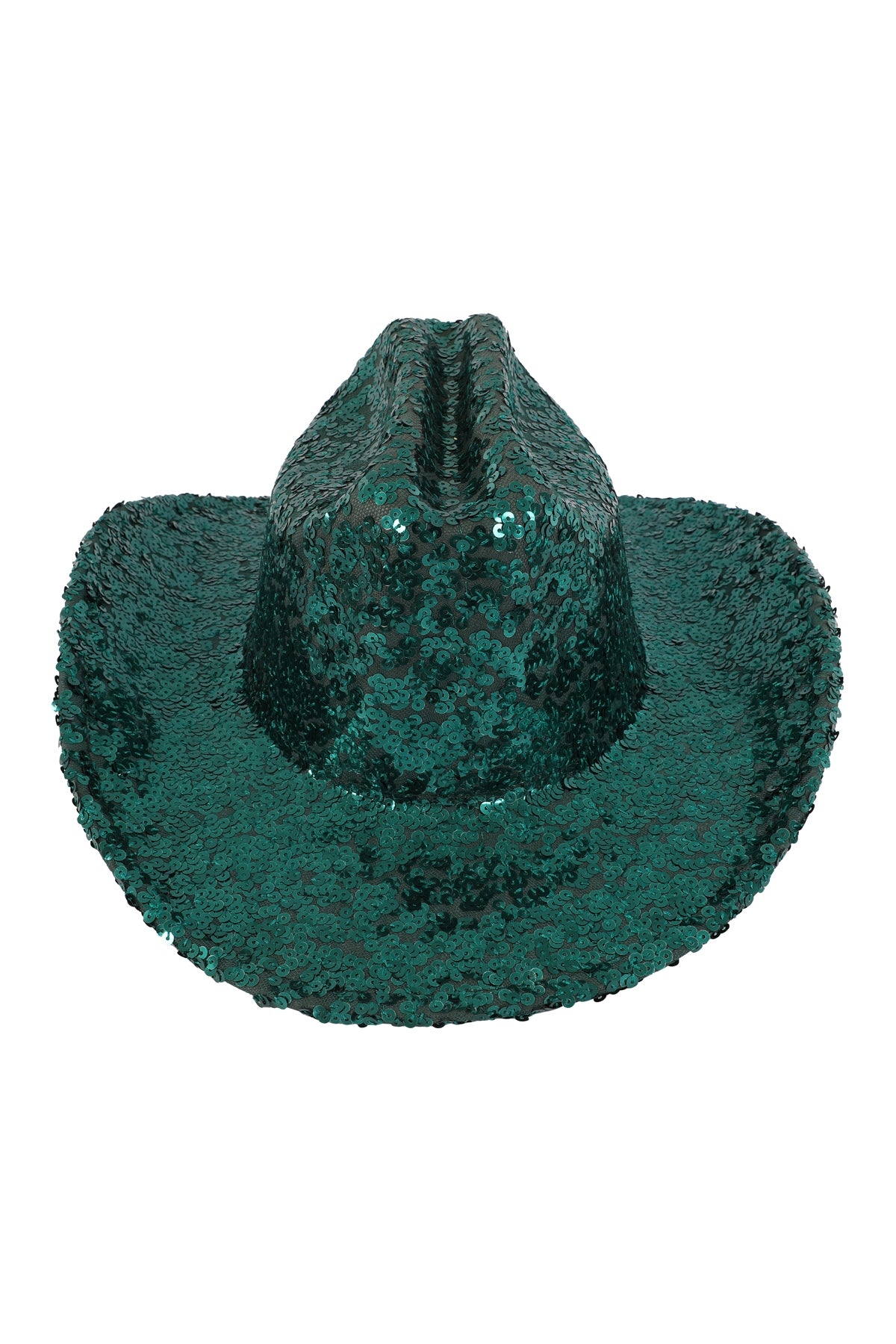 Set of 6 Green Glittery Solid - Colored Fedora Cowboy Hats