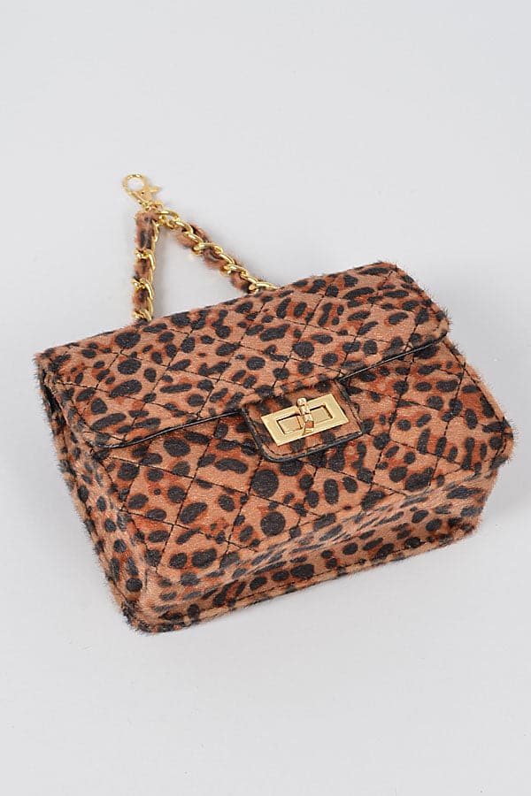 Set of 3 Faux Leopard Print Skin Bags with Chain Belt - 3497 Model