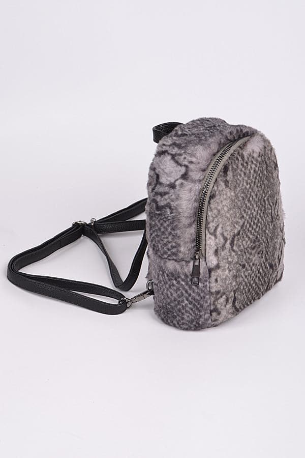 Pack of 3 Fluffy Faux Fur Mini Backpacks in Blue Color