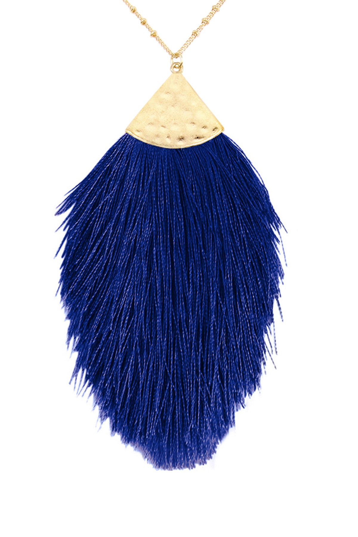 Set of 6 Sapphire Blue Tassel Pendant Necklaces