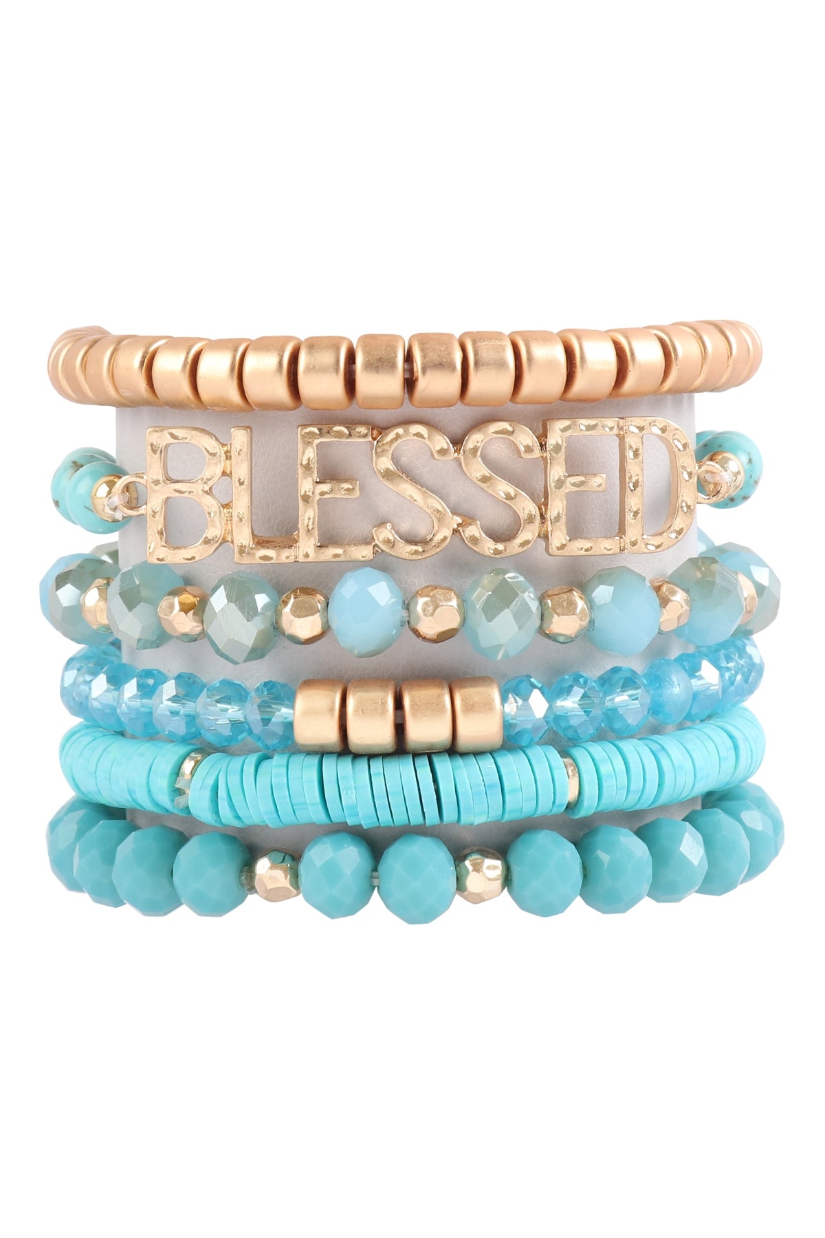 Blessed Turquoise Multiline Beaded Bracelet Set - Pack of Six Pieces