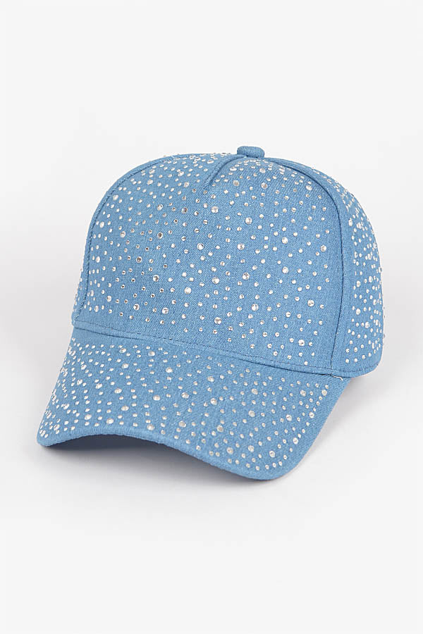 Pack of 6 Shiny Acrylic Stone Blue Denim Caps