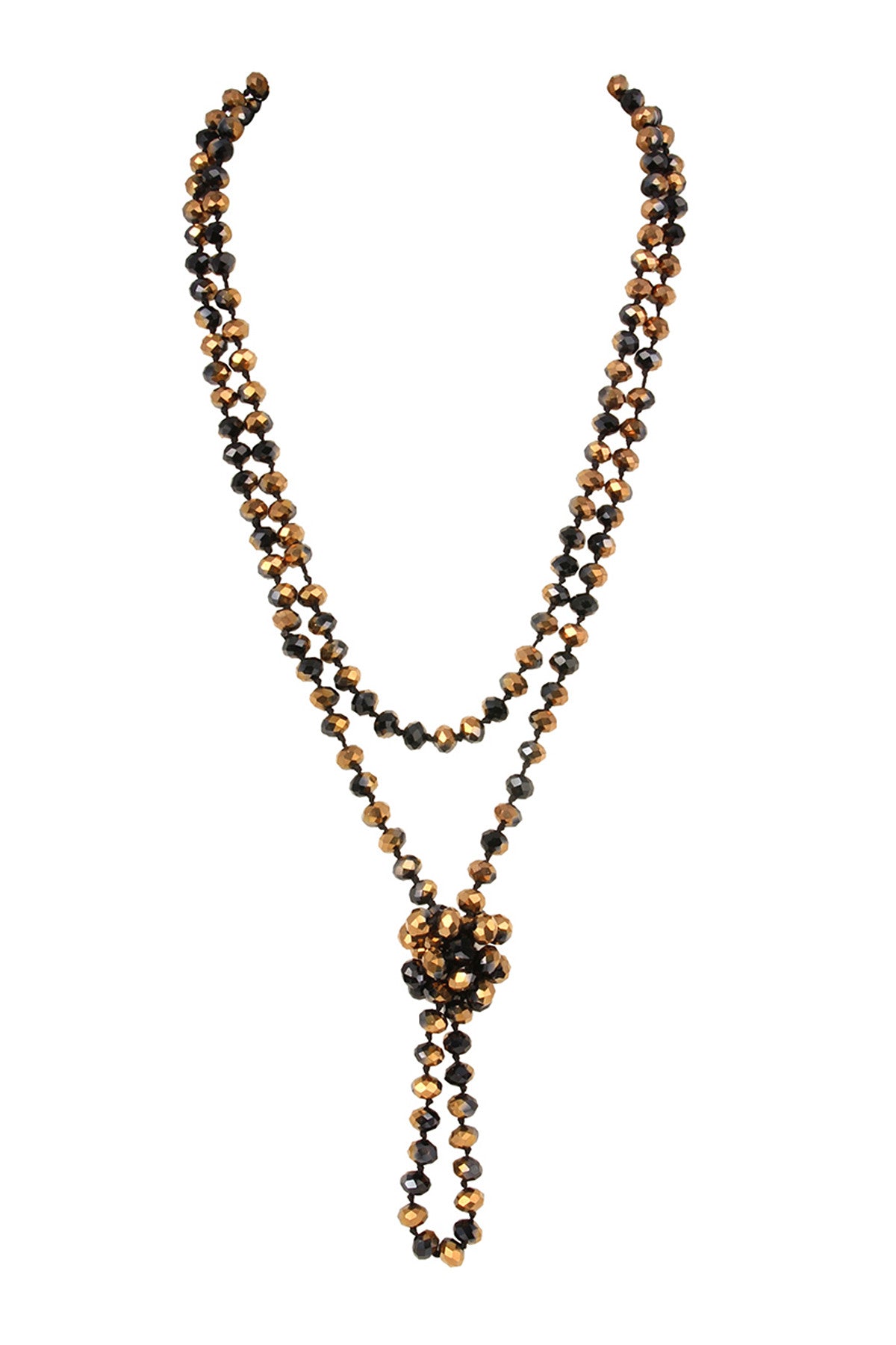 Handmade Longline Ombre Necklace in Bronze and Black - Set of Six Pieces