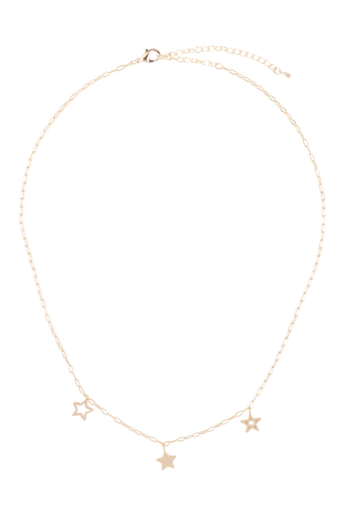 Pack of 6 Gold-plated Clip Chain Necklaces with 3 Star Charms