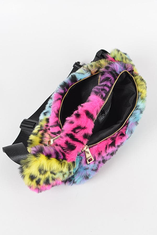 Pack of 3 - 6813 Multi - Leopard Faux Fur Stylish Fanny Packs