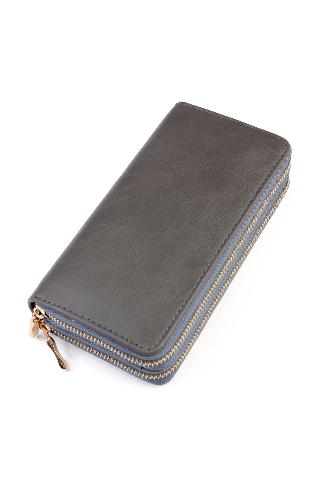Set of 6 Dark Gray Wallets with Double Zippers