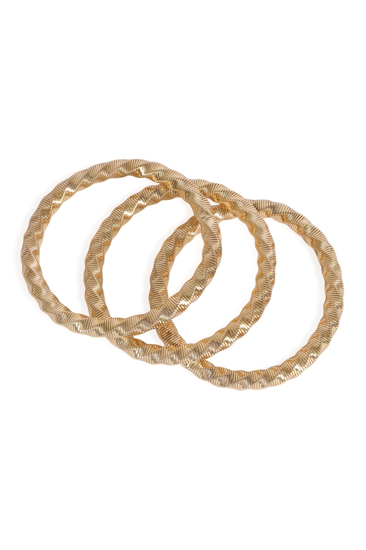 Pack of 6 Gold 3 - Row Twisted Omega Style Bracelets