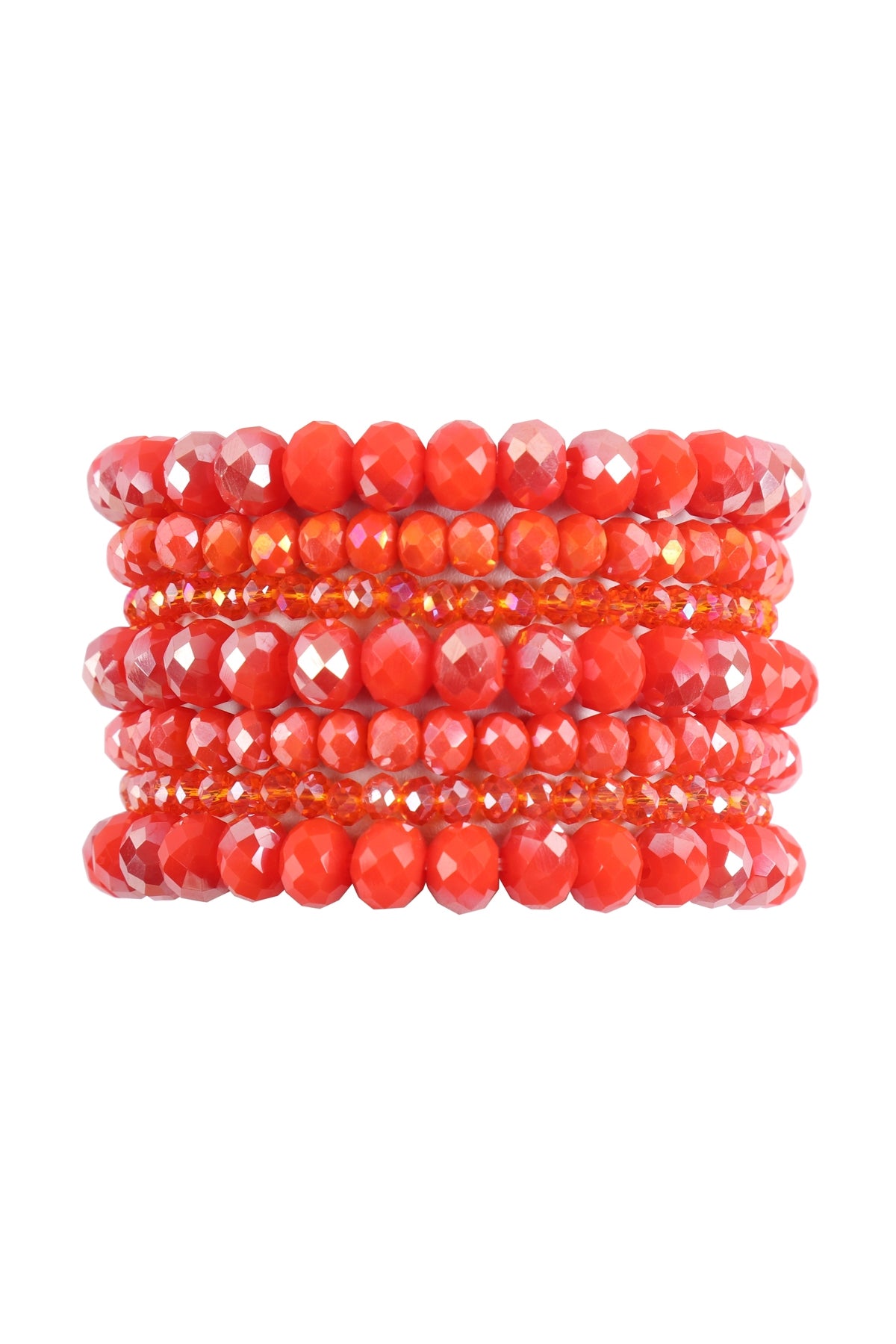 Pack of 6 Orange Stretch Bracelets Made of Glass Beads