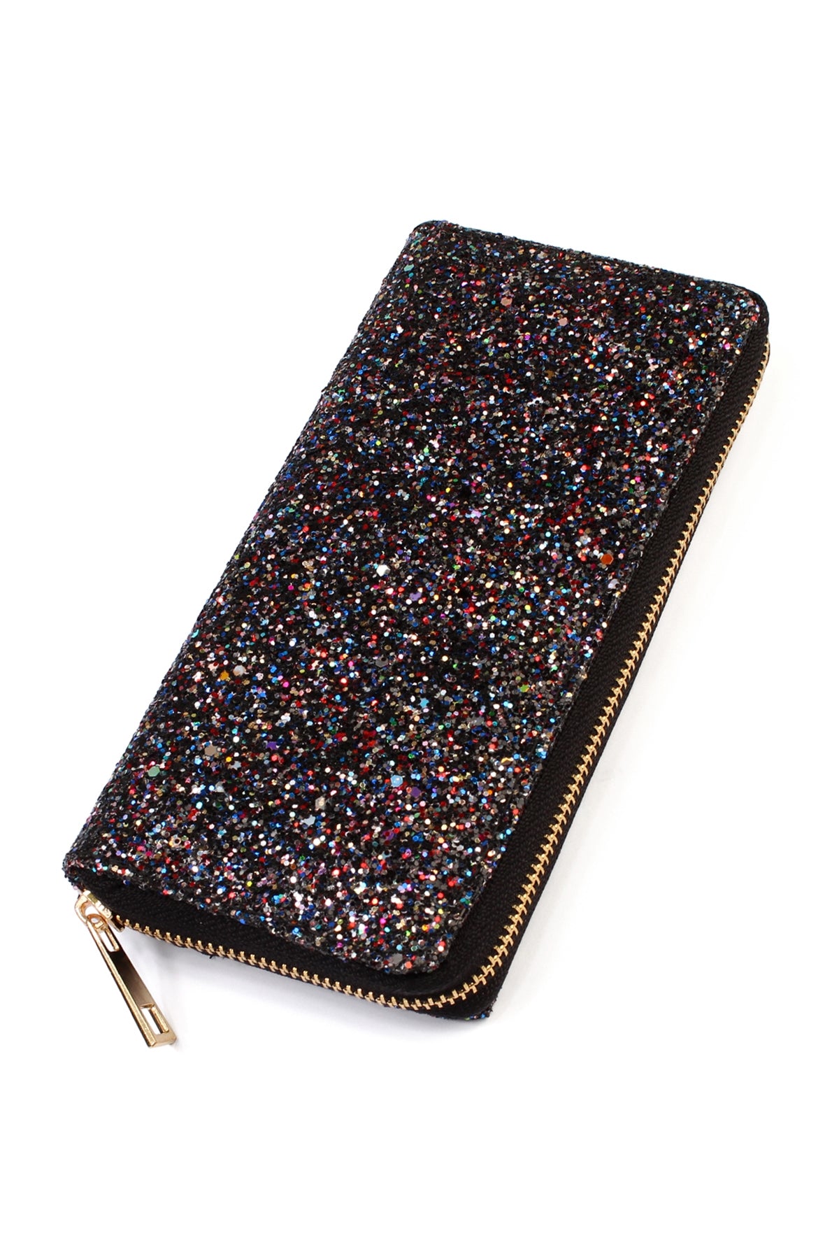 Pack of 6 Stylish Black Glittered Wallets