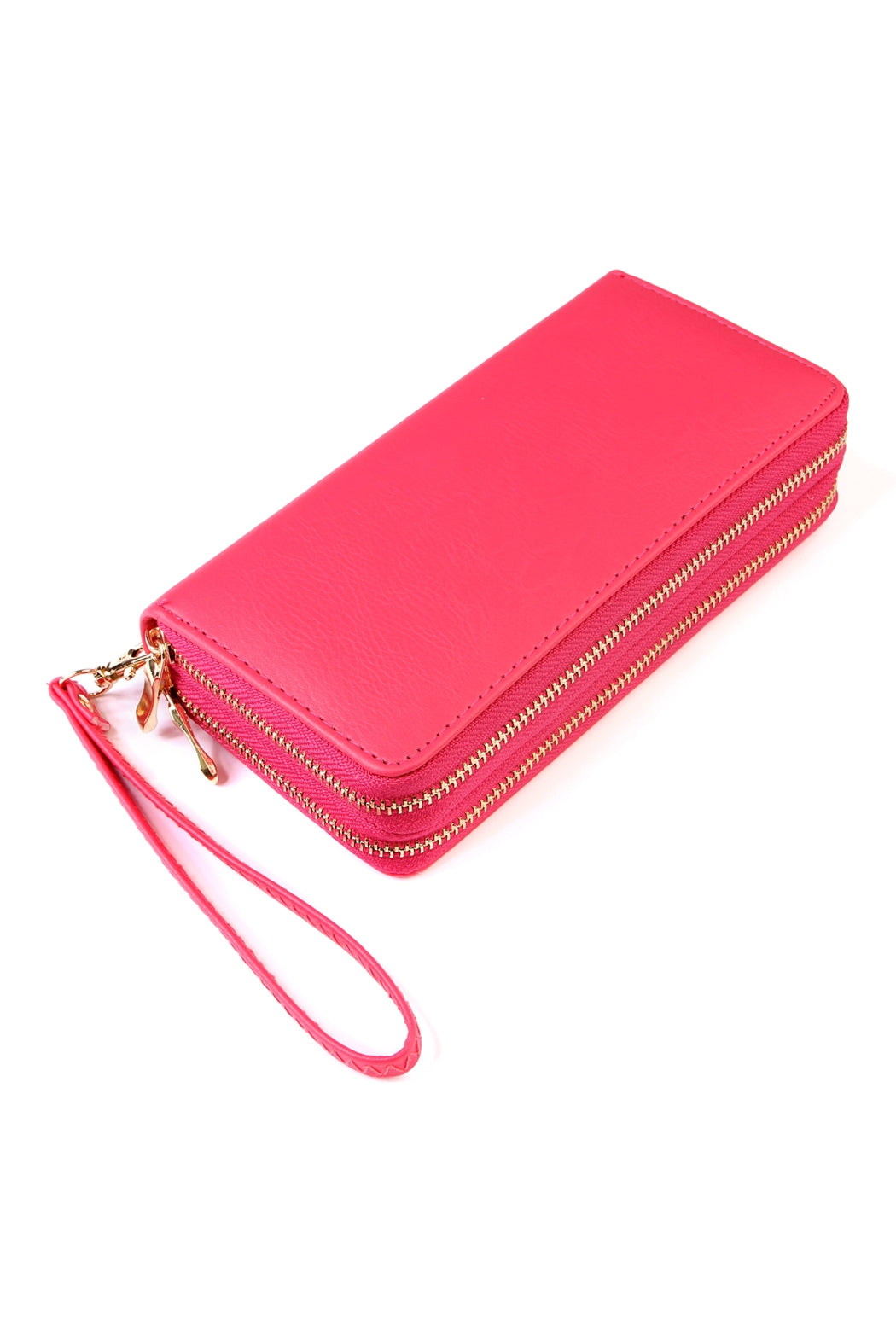 Set of 6 Fuchsia-Colored Double Zippered Wallets