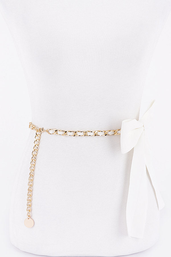 Set of 6 Ivory 0878 Ribbon Chain Belts