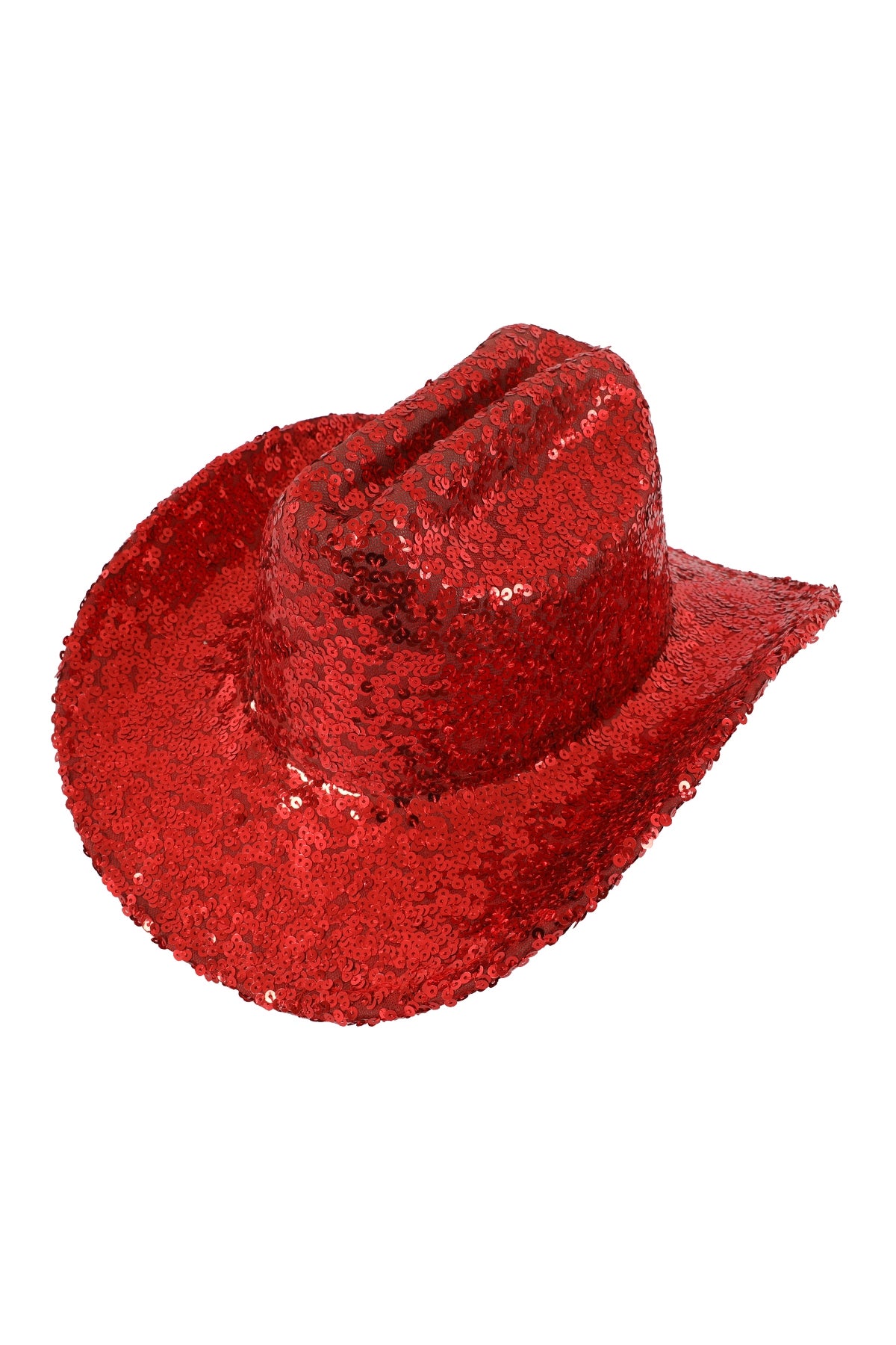 Red Glitter Solid - Color Fedora Cowboy Hats - Set of 6