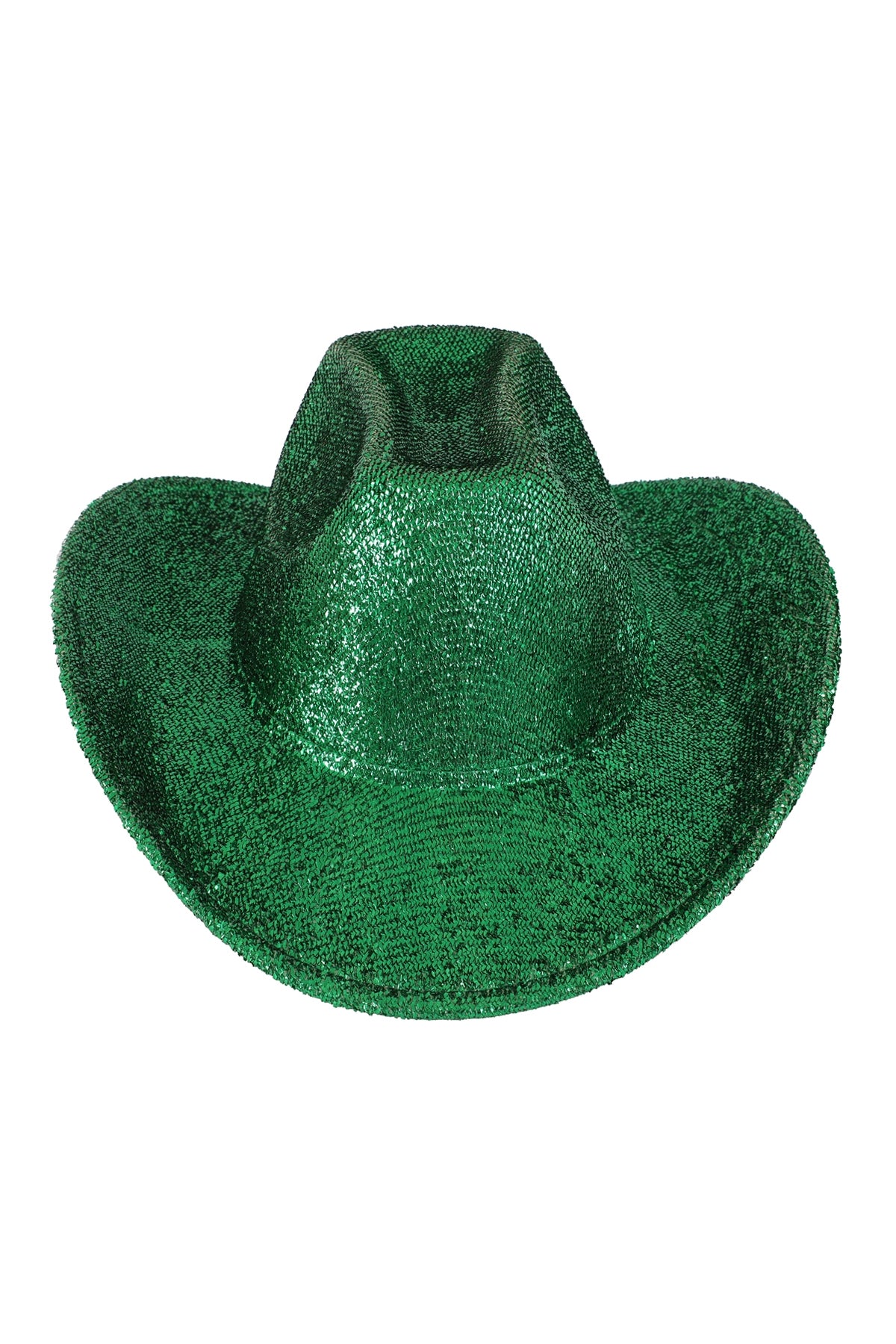 Green Glitter Solid Color Polyester Fedora Hats - Set of Six