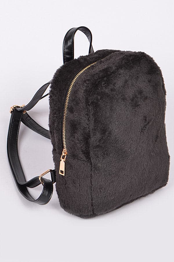 Set of 3 Soft Fuzzy 1496 Black Backpacks