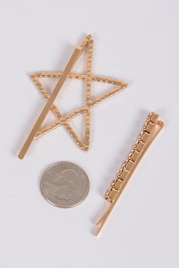 Set of 6 Clear 3628 Luminous Star Hairpins
