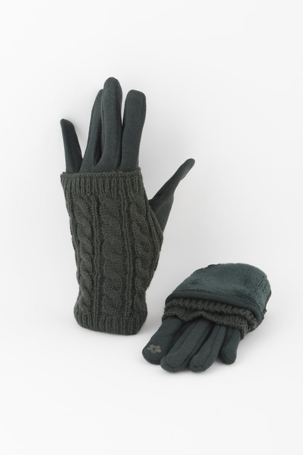 Heather Green Knitted Sleeve Gloves - Pack of Six (0453)