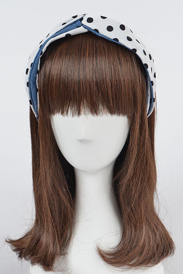 Pack of 6 - 1148 Black Polka Dots Denim Hairbands