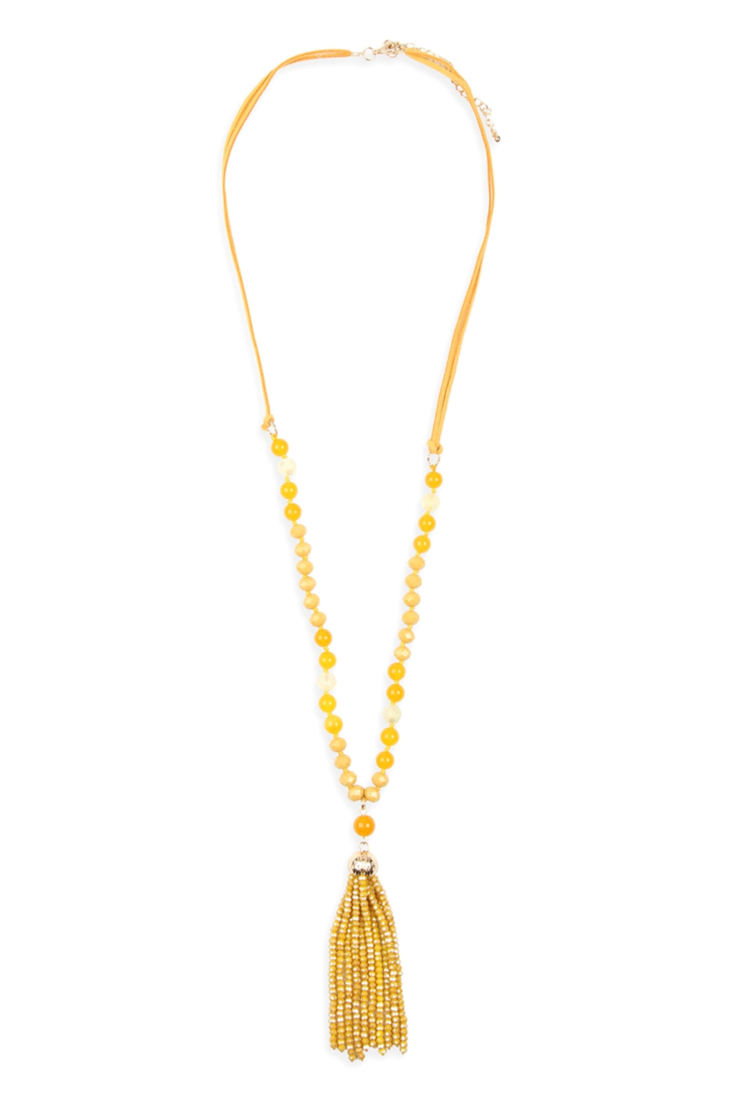 Pack of 6 Dark Mustard Rondelle Tassel Polycard Necklaces