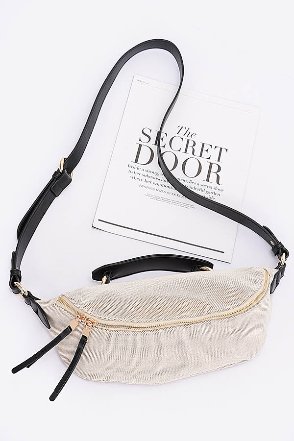 Set of 3 Stylish Black Canvas Crossbody Bags