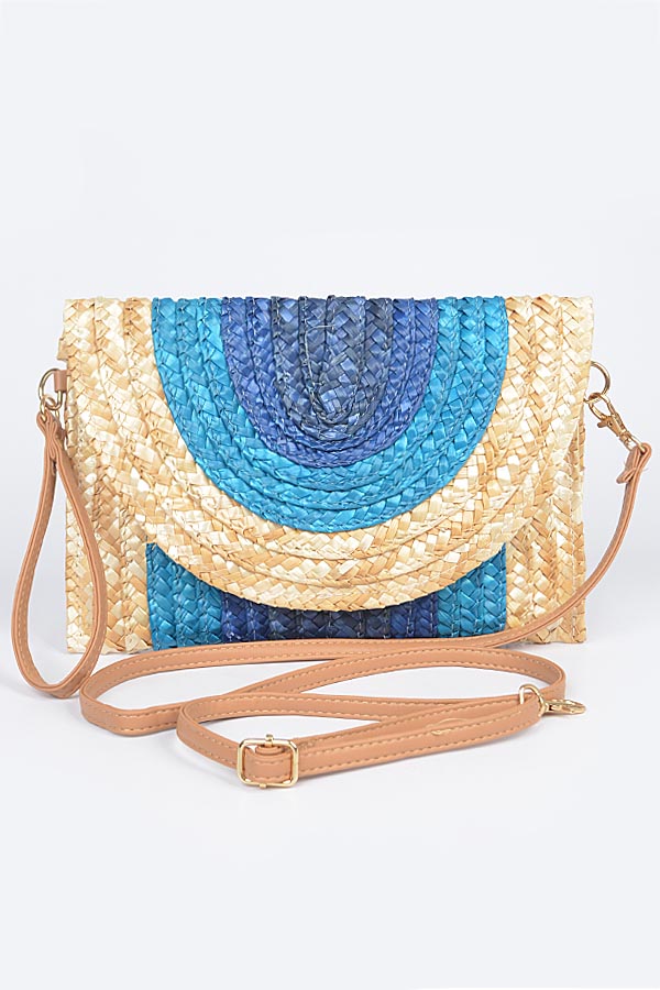 Navy 9106 - Set of 3 Colorful Straw Envelope Clutches