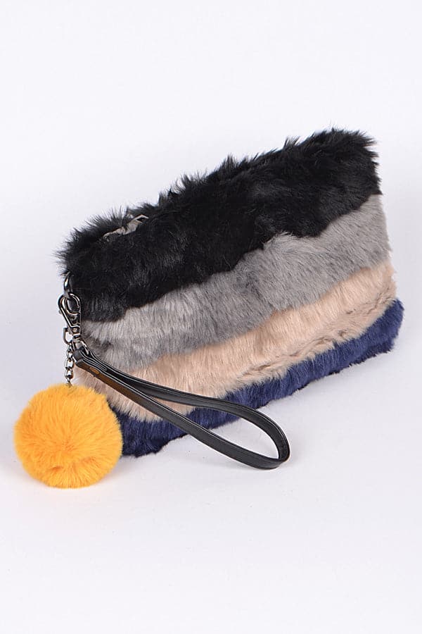 Colorful Faux Fur Clutch - 2146 Camel Design, Pack of 3