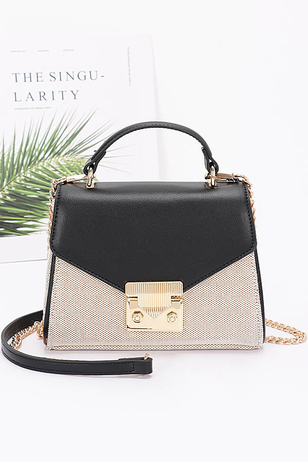 Set of 3 Black 4146 Canvas Flap Bags with Top Handle