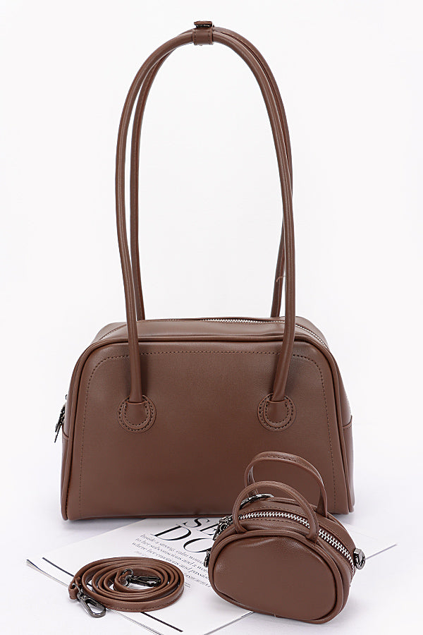 Brown Faux Leather Sport Bags - Pack of 3