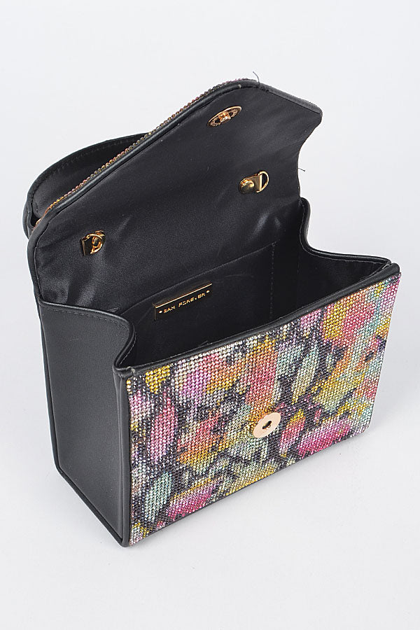 Pack of 3 - Stylish 9715 Multicolor Black Snake Rhinestone Top Handle Bags