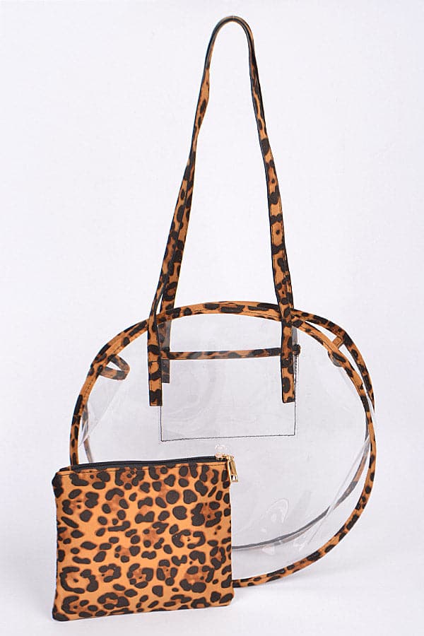 Pack of 3 Animal - Inspired Leopard - Print Clear Clutches