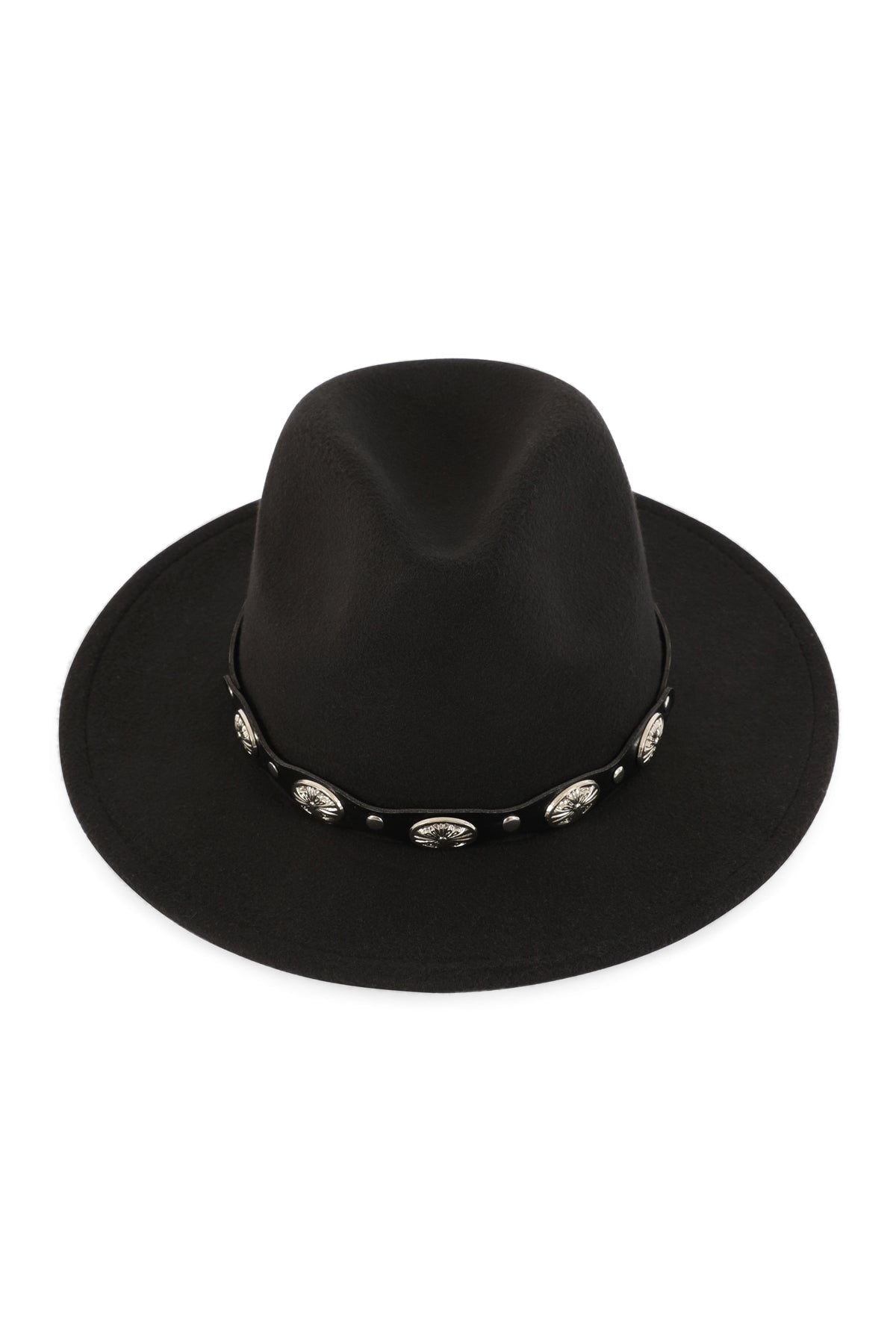 Black Fedora Panama Hat with Leather Buckle Hatband - Pack of Six Classic Men's Hats