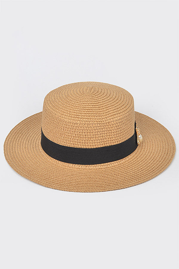 Set of 6 Stylish 4361 White Faux Straw Hats