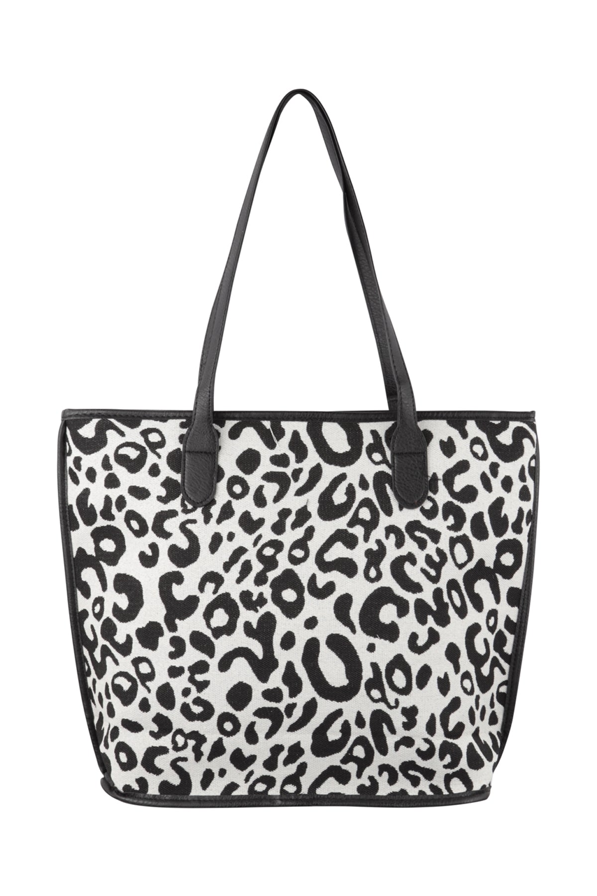 Black Leopard Print Designer Tote Bags - Set of Six