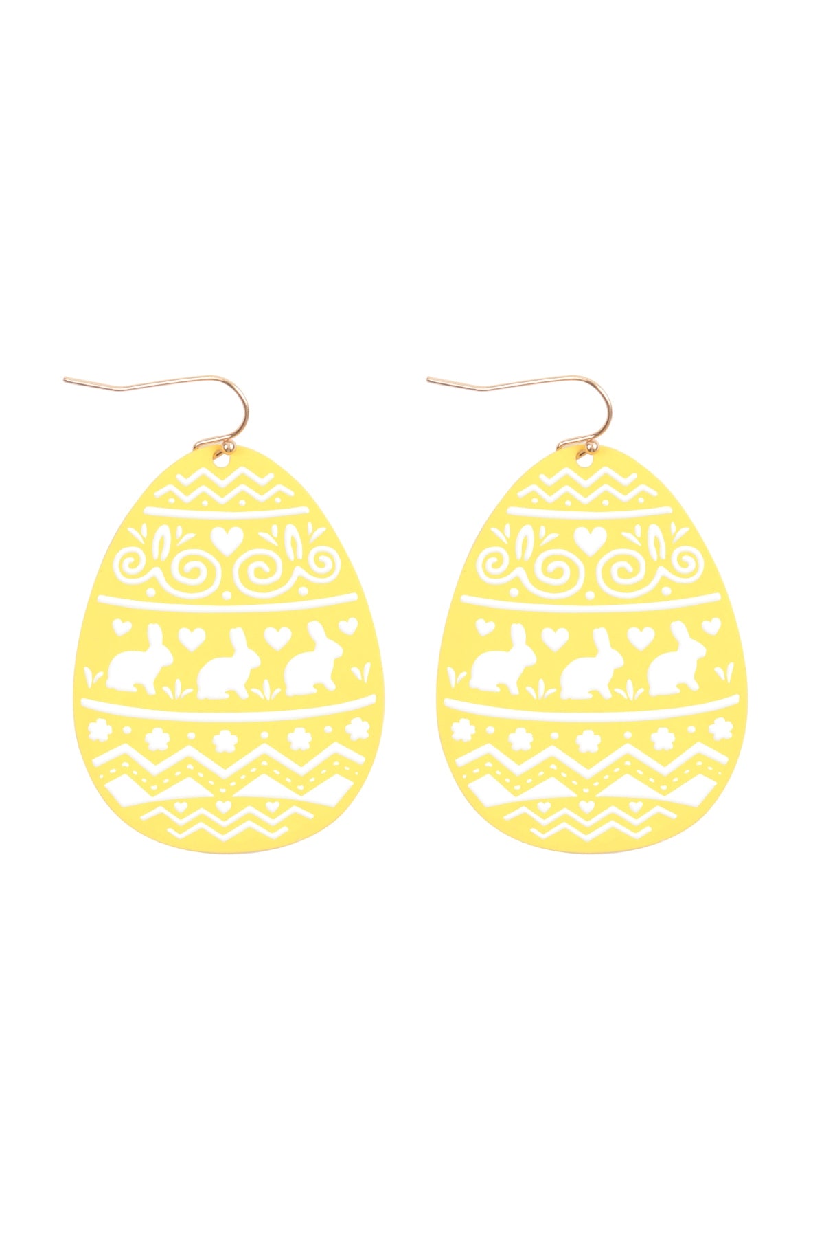 Yellow Easter Egg Filigree Style Colored Laser Cut Earrings - Pack of Six Pieces