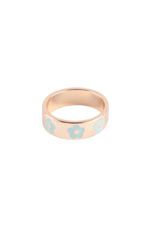 Pack of 6 Gold Mint Epoxy Color Daisy Design Metal Rings for Jewelry Lovers