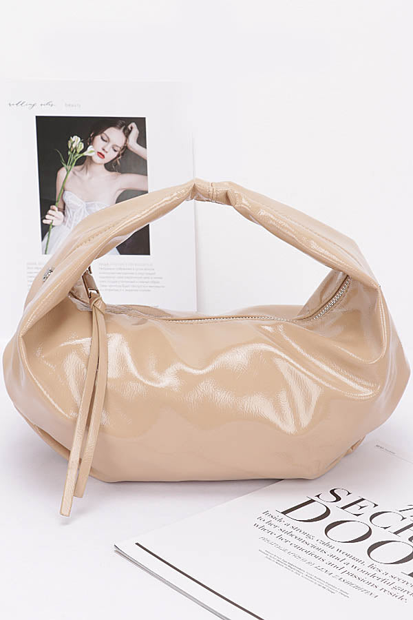 Set of 3 Patent Leather Hobo Bags in Nude Color 8636