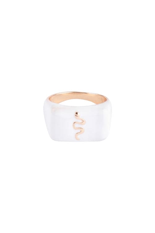 Pack of 6 Snake Signet Rings Crafted with White and Color Gold