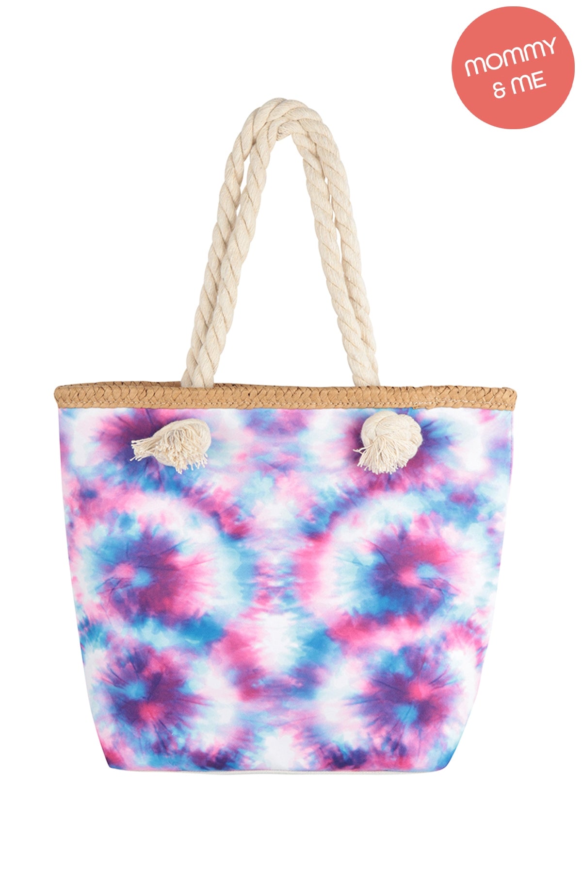 Summer Pink Kids Tie - Dye Tote Bags with Rope Handles - Set of 6