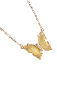 Set of 6 Yellow Gold Glass Butterfly Charm Necklaces