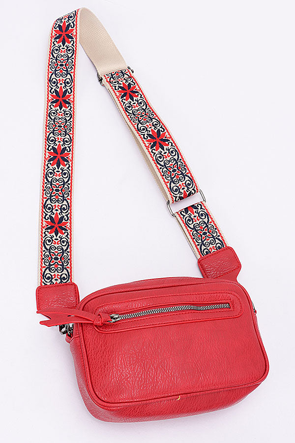 Red Faux Leather Camera Bags - Set of 3