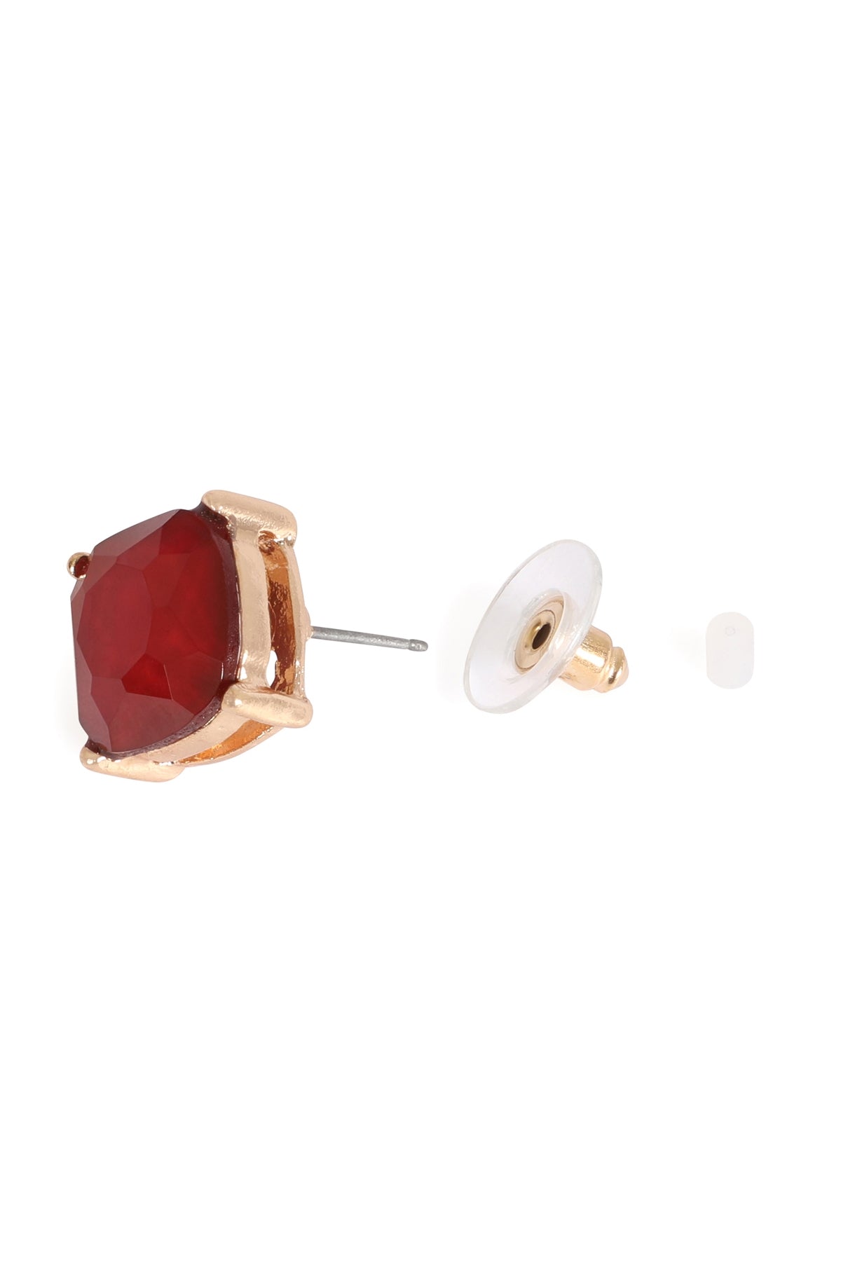 Burgundy Fine Glitter Epoxy Stud Earrings - Set of 6 Pieces