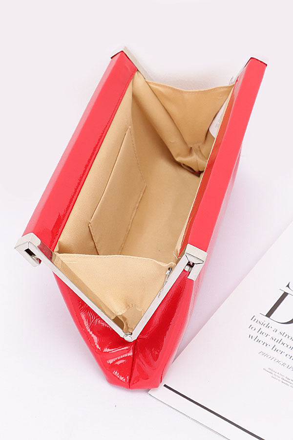 Pack of 3 Patent Leather Frame Olive Clutch Bags - Style 0836
