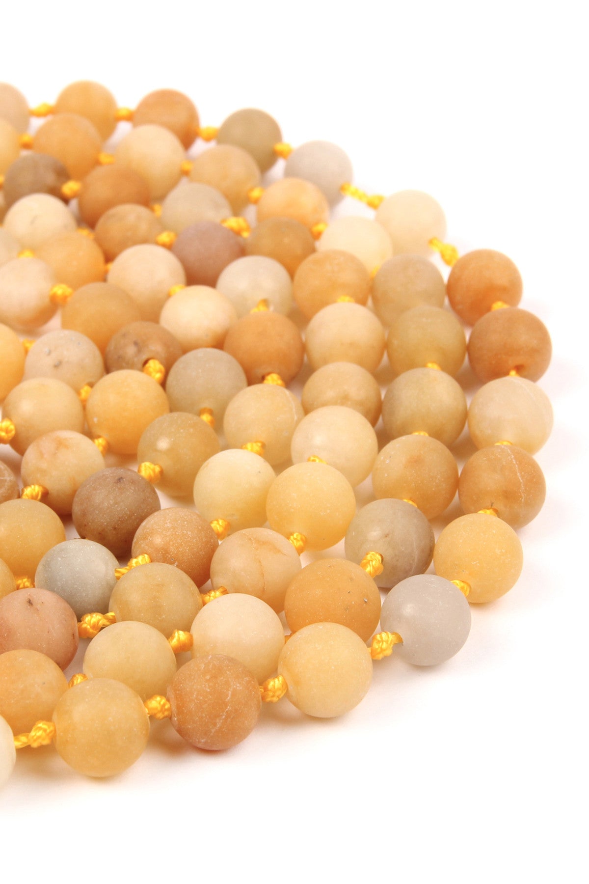 Set of 6 Yellow Hand - Knotted Long Necklaces Crafted from Natural Stone